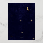 Klassieke hemelse gouden maan sterren bruiloft folie uitnodiging (Achterkant)