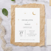 Klassieke hemelse gouden maan sterren bruiloft kaart