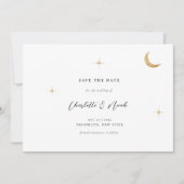 Klassieke hemelse gouden maan sterren bruiloft save the date (Voorkant)