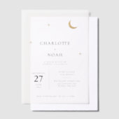 Klassieke hemelse gouden maan sterren bruiloft vellum uitnodigingen (Offset)