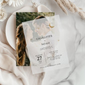 Klassieke hemelse gouden maan sterren bruiloft vellum uitnodigingen