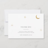 Klassieke hemelse gouden maan sterren foto bruilof bedankkaart (Voorkant)