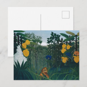 Klassieke Henri Rousseau Jungle Leeuw Bekende Kuns Briefkaart