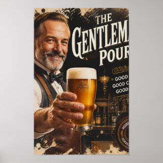 Klassieke herberg toast en amberkleurige vrolijkhe poster