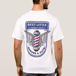 Klassieke herenkapper Winkel traditionele paal aan T-shirt