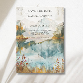 Klassieke herfst bergmeer trouwdag in de herfst save the date