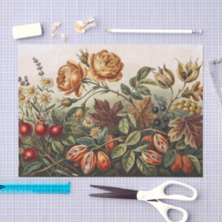 Klassieke herfst bloem kunst set, herfst botanisch tissuepapier