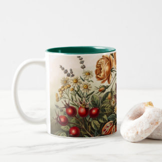 Klassieke herfst bloem kunst set, herfst botanisch tweekleurige koffiemok