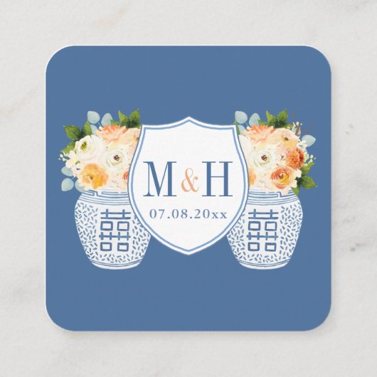 Klassieke Herfst Bloemen QR Code Huwelijk RSVP Informatiekaartje (Achterkant)