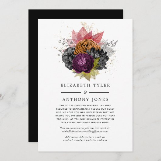 Klassieke herfst bloemige uitnodiging voor beperkt (Voorkant / Achterkant)