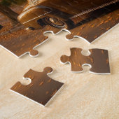 Klassieke herfst-boekwinkel & auto legpuzzel (Zijkant)