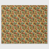 Klassieke herfst dennenappels eikels – Oranje & Gr Cadeaupapier (Vlak)
