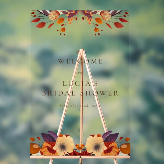 Klassieke herfst droge wilde bloem bruiloftsshower acryl bord (Neutraal)