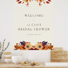 Klassieke herfst droge wilde bloemen bruidsdouche poster