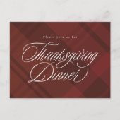 Klassieke herfst geruite Thanksgiving diner uitnod Briefkaart (Voorkant)