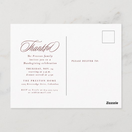Klassieke herfst geruite uitnodiging voor Thanksgi (Achterkant)