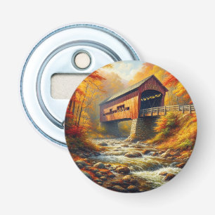 Klassieke, herfst overdekte brug button flesopener