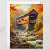 klassieke, herfst overdekte brug feestdagenkaart (Voorkant / Achterkant)