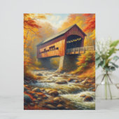 klassieke, herfst overdekte brug feestdagenkaart (Staand voorkant)