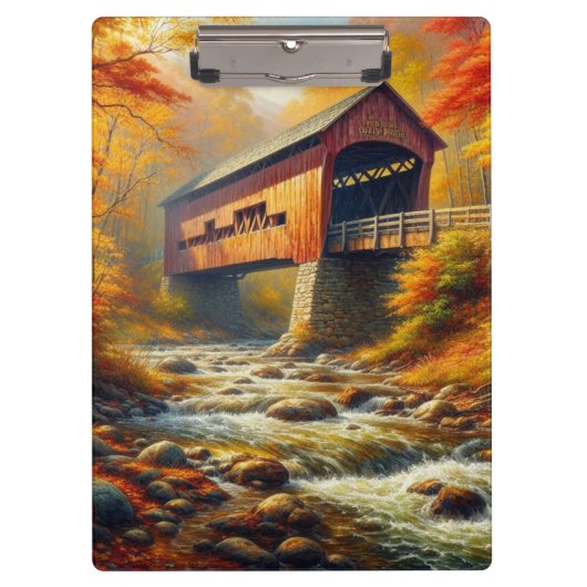 klassieke, herfst overdekte brug klembord (Voorkant)