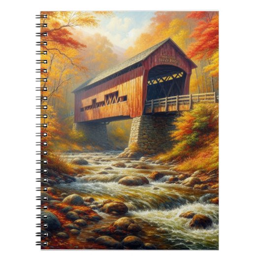 Klassieke, herfst overdekte brug notitieboek (Voorkant)