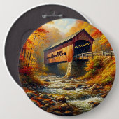 Klassieke, herfst overdekte brug ronde button 6,0 cm (Voorkant /achterkant)