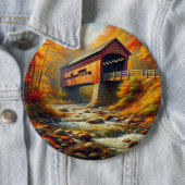 Klassieke, herfst overdekte brug ronde button 6,0 cm (In situ)