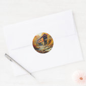 Klassieke, herfst overdekte brug ronde sticker (Envelop)