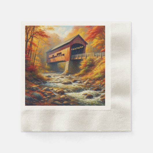 Klassieke, herfst overdekte brug servet (Voorkant)