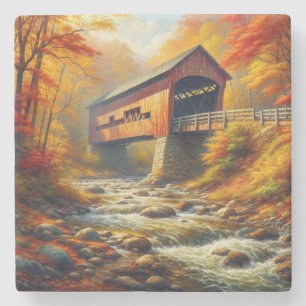 Klassieke, herfst overdekte brug stenen onderzetter
