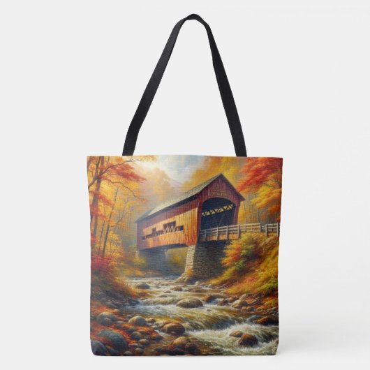 Klassieke, herfst overdekte brug tote bag (Voorkant)