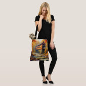 Klassieke, herfst overdekte brug tote bag (Op model)