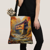 Klassieke, herfst overdekte brug tote bag (Dichtbij)