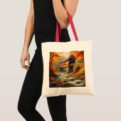 Klassieke, herfst overdekte brug tote bag (Voorkant (product))