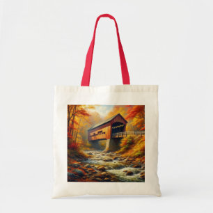 Klassieke, herfst overdekte brug tote bag
