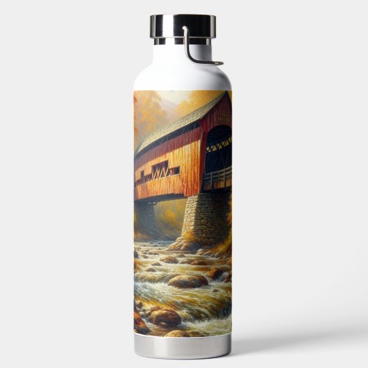 Klassieke, herfst overdekte brug waterfles (Links)