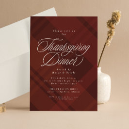 Klassieke herfst plaid Thanksgiving Diner Kaart