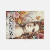 Klassieke Herfst Prinses met Herfstbladeren Fleece Deken (Voorkant (Horizontaal))