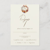 Klassieke herfst wilde bloem naam initiële RSVP Informatiekaartje (Voorkant)