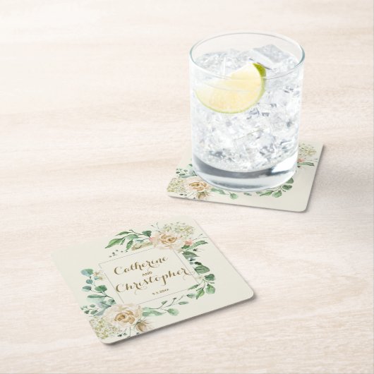 Klassieke Herfst Winter Boho Floral Wedding Kartonnen Onderzetters (Insitu)