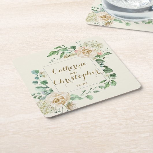 Klassieke Herfst Winter Boho Floral Wedding Kartonnen Onderzetters (Schuin)