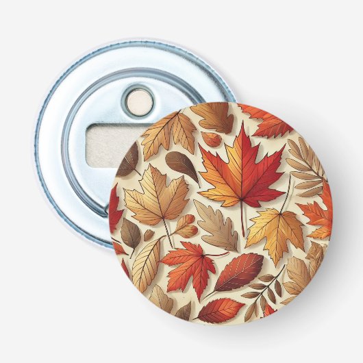 klassieke herfstbladeren button flesopener (Voorkant)