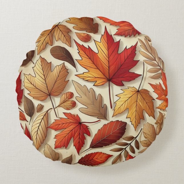 klassieke herfstbladeren rond kussen (Voorkant)