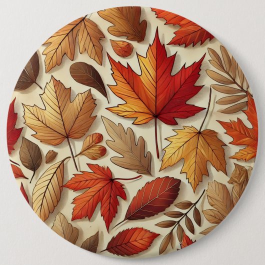 klassieke herfstbladeren ronde button 6,0 cm (Voorkant)