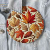 klassieke herfstbladeren ronde button 6,0 cm (In situ)