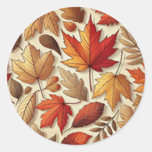 klassieke herfstbladeren ronde sticker