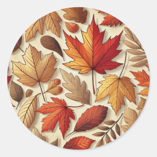 klassieke herfstbladeren ronde sticker (Voorkant)