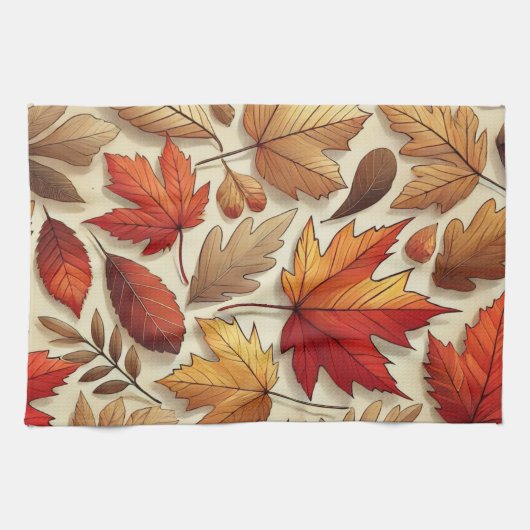 klassieke herfstbladeren theedoek (Horizontaal)