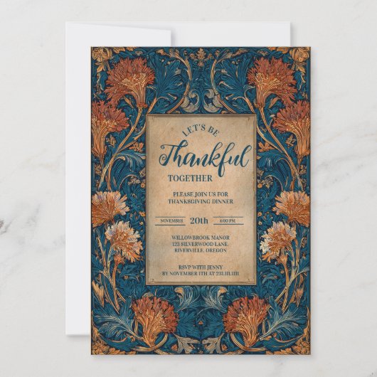 Klassieke herfstblauw oogstviering kaart (Voorkant)