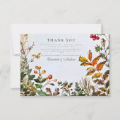 Klassieke herfstbloemen bruiloft bedankkaart (Voorkant)